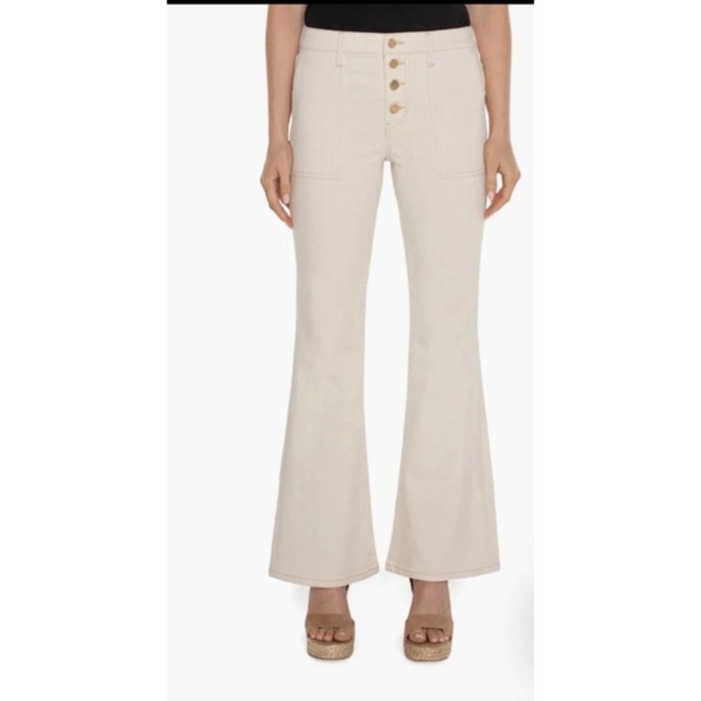 Liverpool Los Angeles Eco Hannah Flare Jeans Cream Button Fly Size 12/31 NEW